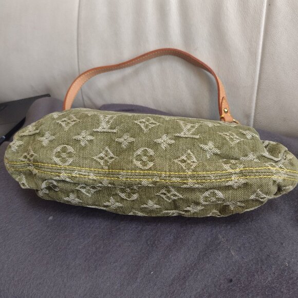 NEW RARE & DISCONTINUED!~💯% Authentic Louis Vuitton LICHEN💚GREEN DENIM PLEATY! - Picture 8 of 15